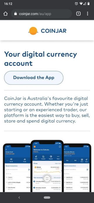 CoinJar Australia app download