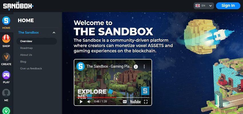 SandBox blockchain-based game