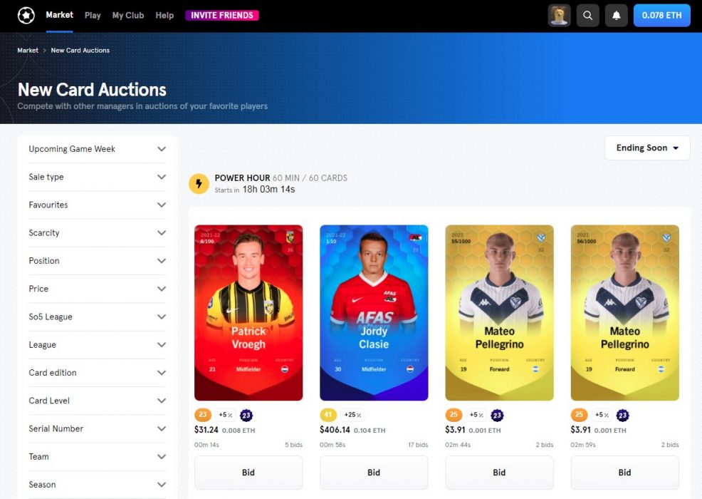 new card auctions